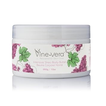 Vine Vera Intensive Shea Body Butter - with Aloe Vera & Jojoba - 10 Fl Oz | Silky-Soft Formula - Non Greasy - Absorbs Quickly - Deeply Moisturizes & Soothes - Also Contains Vitamin E & Almond