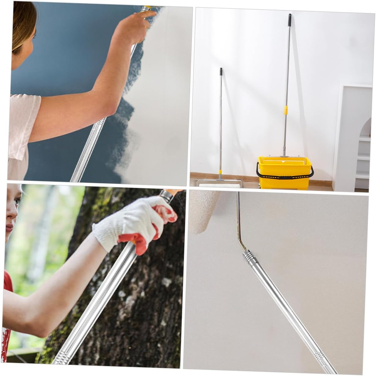 NUOBESTY 1.7m Extension Pole Paint Roller Brush Extension Pole for Walls Telescopic Rod Stainless Steel Detachable Handle