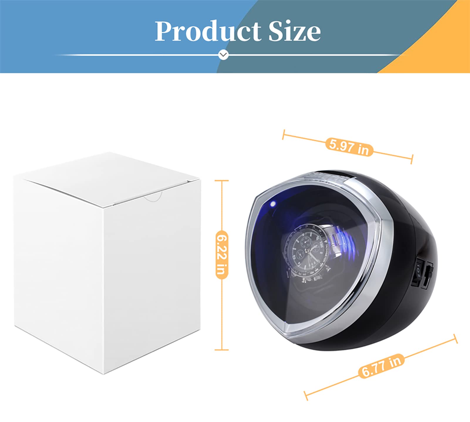 Rotomat do 1 zegarka automatycznego, cichy silnik, oświetlenie LED