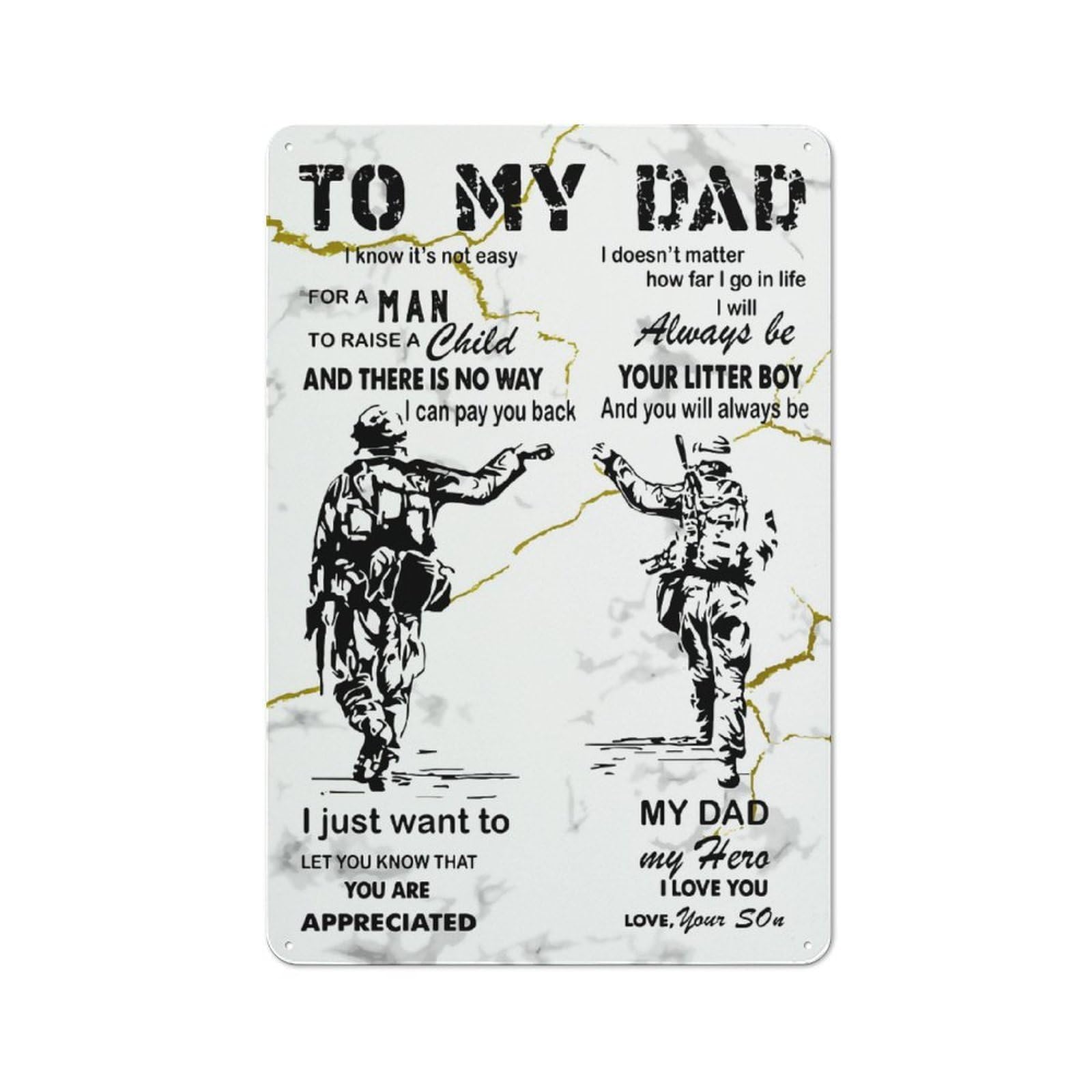 Junmoney Style-12 To My Dad Army Retro Tin Sign 30X20cm For Café Or Restaurant, Housewarming Wall Decor For People Furnishing Café And Restaurant