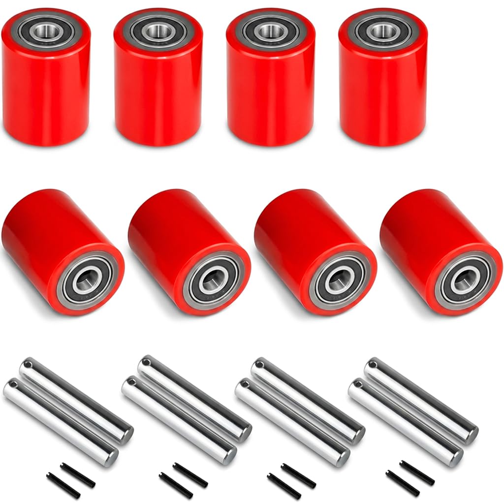 Heavy Duty Pallet Jack Load Wheels Kit, Red 3x3.75 In, 8 Pcs