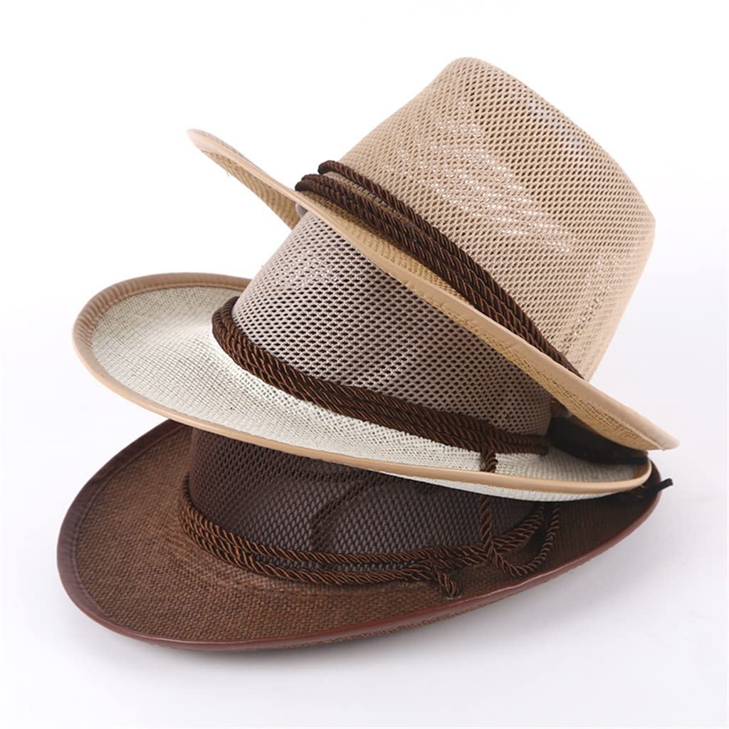 Cappello da Cowboy Occidentale da Uomo in Rete Traspirante Cappello da Esterno per Uomo Cappello Estivo da Spiaggia al Mare da Campeggio Cappello da Sole da Uomo (Color : 3-pack, Size : 56 * 58cm) (3