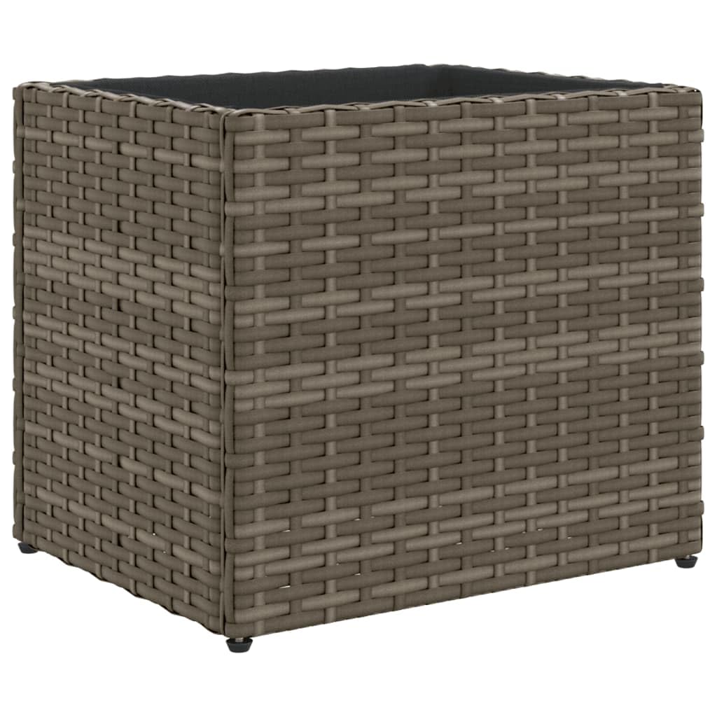 Vidaxl Grey Garden Planter, Plant Pot For Patio Balcony Terrace, Flower Pot For Flower Herb Plant, Outdoor Planter Box, Poly Rattan