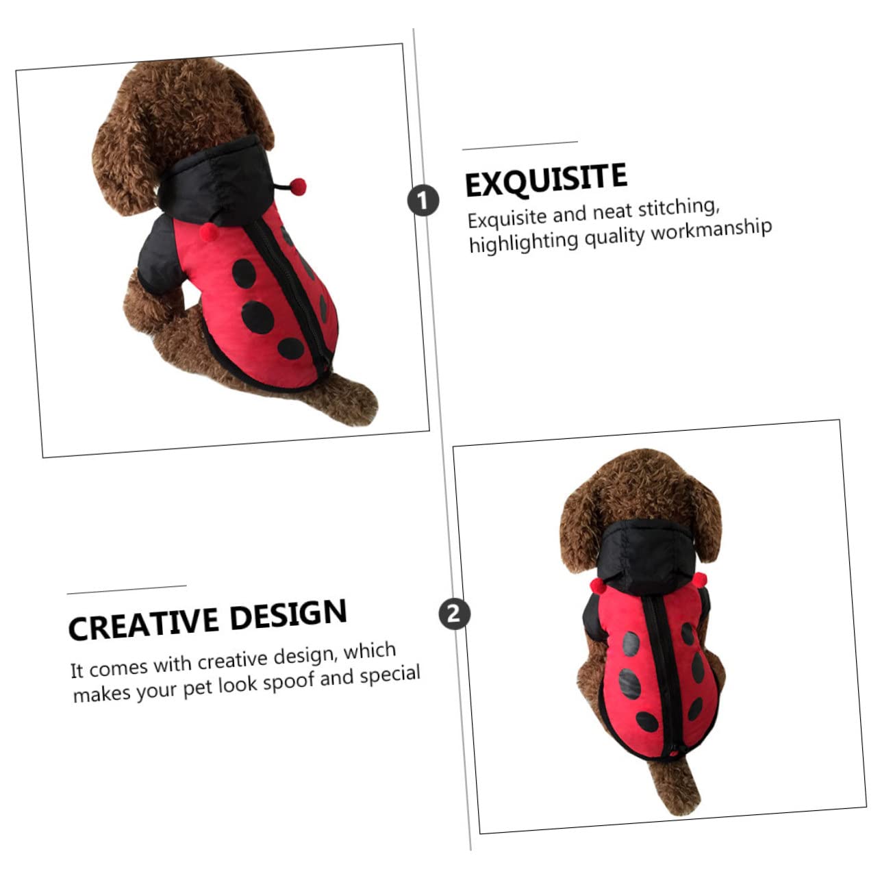INOOMP 2piezas Disfraz De Halloween para Perros y Gatos Abrigo De Mascota Tipo Mariquita Ropa Cálida y Divertida para Ocasiones Especiales como Navidad y Fotografía Diseño Creativo y