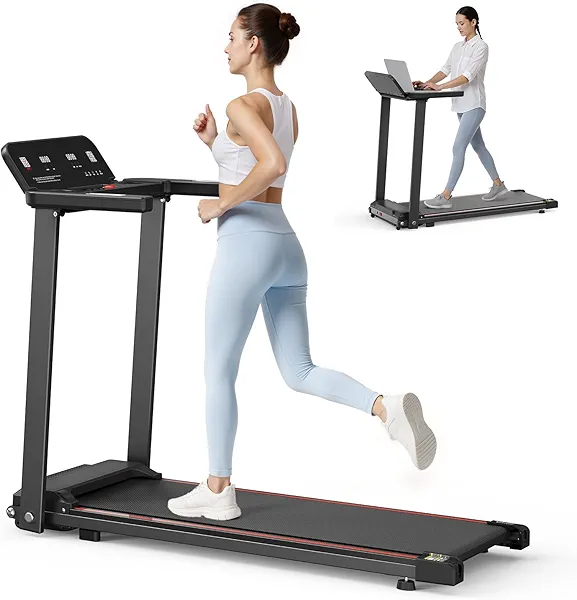 Foldable Treadmill with Handles Treadmills for Home Small Spaces 3HP Folding Treadmills Walking Pad Treadmill with Handle Bar Quiet Walking Machine, 300LBS Capacity, Portable Small Home Gym (Black)