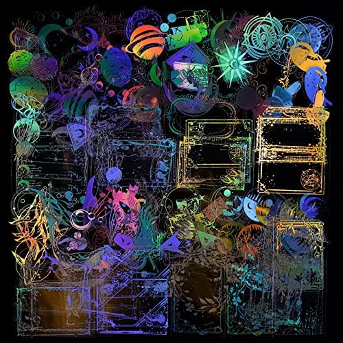 160 Sheets Holographic Shiny Stickers, Vintage Transparent Resin Decorative Decals Stickers,Space, Ocean, Magic Sticker Pack, DIY Crafts Album Phone Cases Laptops Calendars Notebook