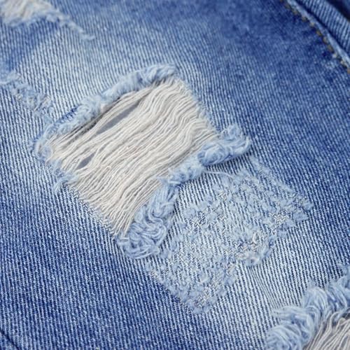 KIDSCOOL SPACE Baby Little Boys Jeans,Elastic Band Inside Straight Fit Ripped Denim Pants4