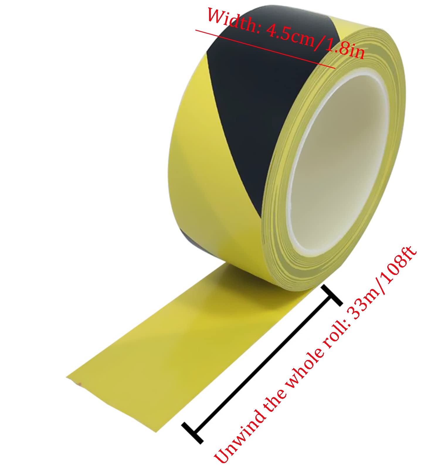 Absperrband zur Gefahrenwarnung for Versorgungsunternehmen, 45 mm x 33 m, Bodenband, Warnband, ideal for soziale Distanzierung, Bodenband und Bodenband Klebeband