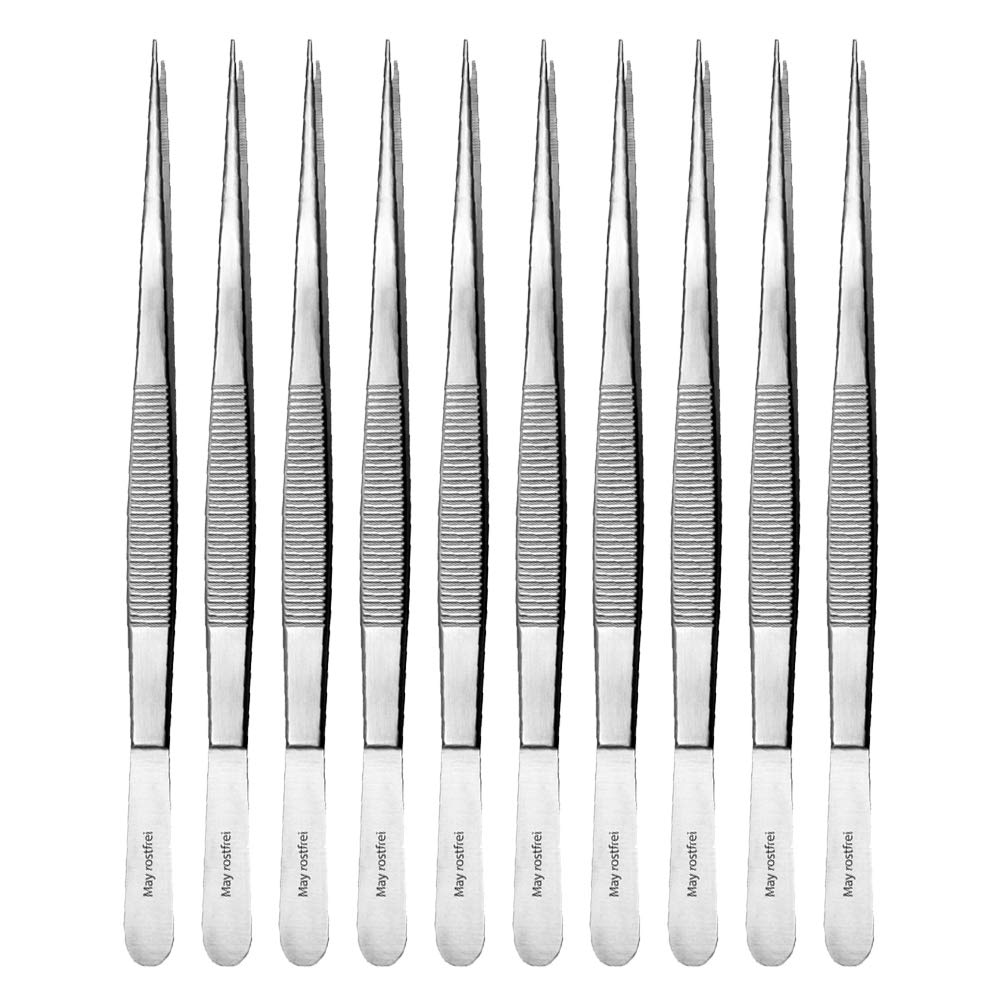 May Set 10x Technische Pinzette gerade 20 cm Modellbau Edelstahl