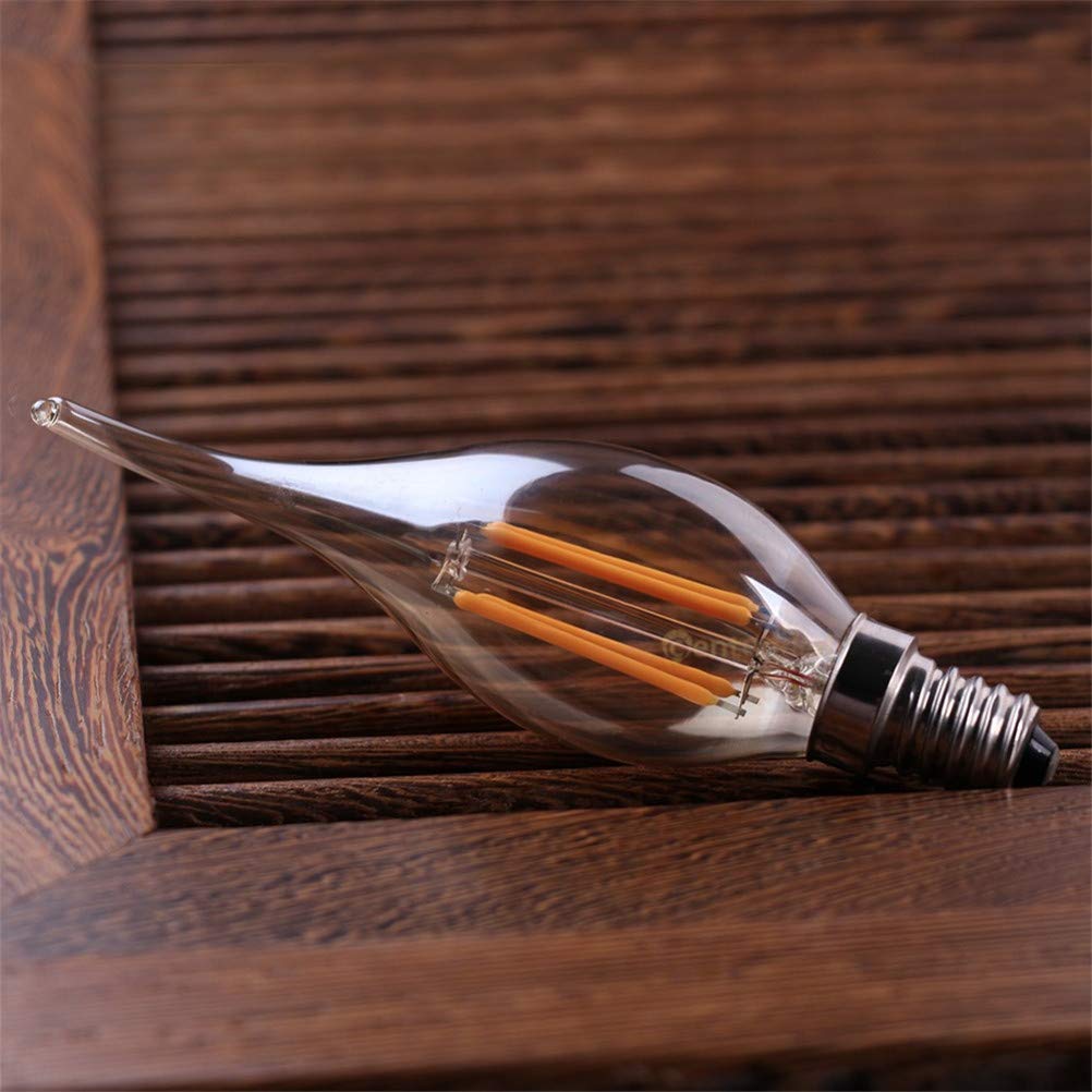 Bombilla LED Regulable de 4 W, Bombilla de filamento Tipo Vela de 2200 K/E14 con Base de candelabro, Forma de Llama, Punta Curvada, Equivalente a una Bombilla incandescen