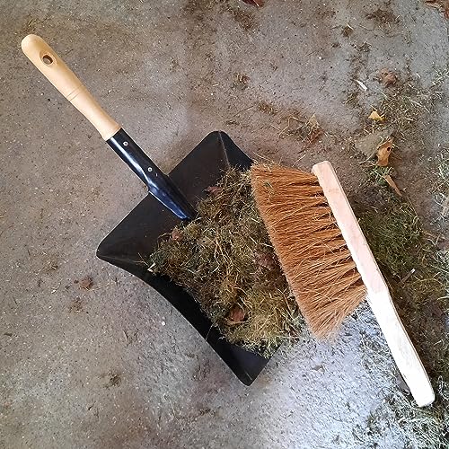 Metall Kehrblech und Handfeger Kokus im SET Kehrschaufel Hand Besen Feger Holz Griff Kehr Schaufel Kehrset Kehrgarnitur (1x Schwarz) – Bild 8