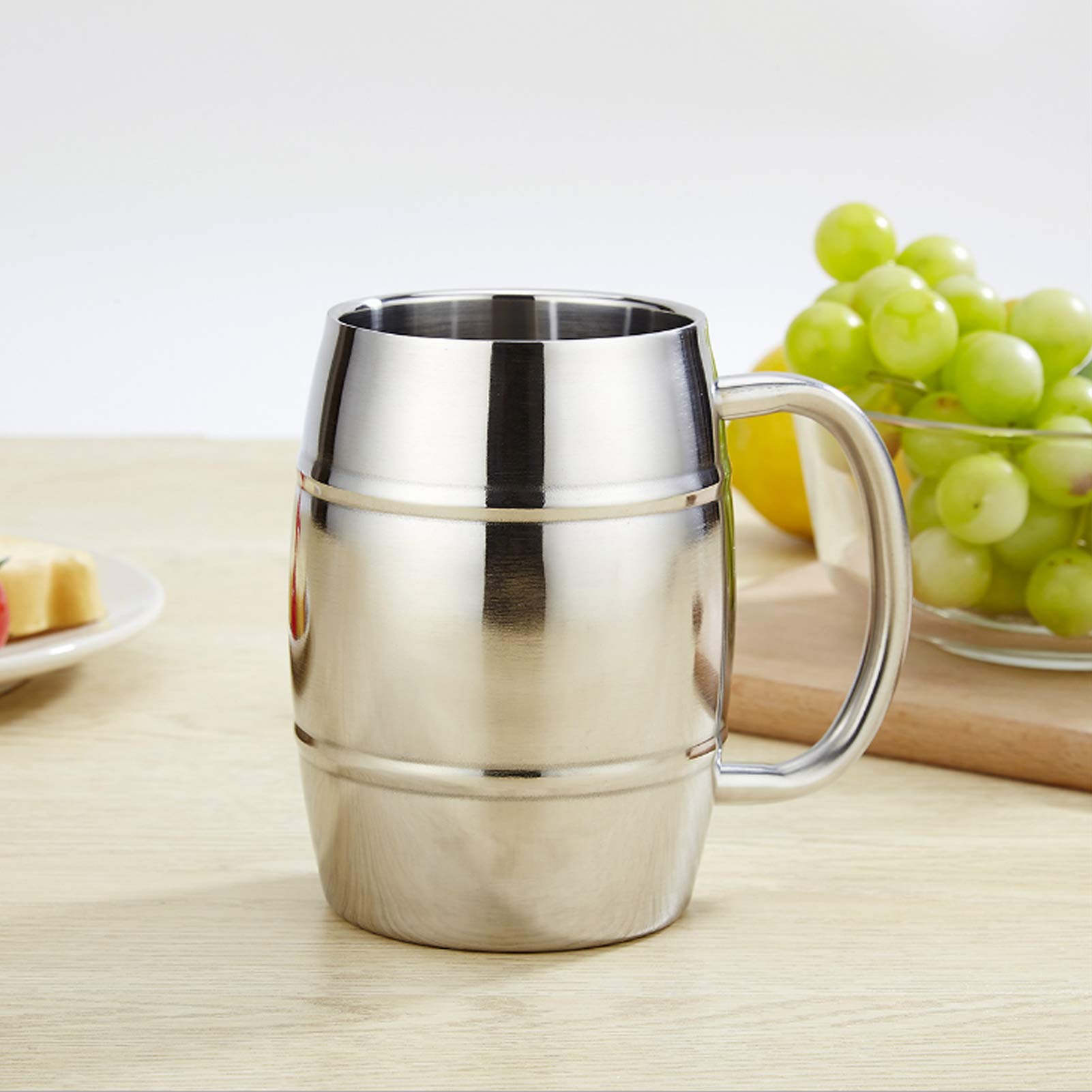 1 Pezzo Boccale da Birra in Acciaio Inossidabile a Doppia Parete, Tazza da Caffè con Manico, per Cocktail, Latte e Colazione, 430ml  15