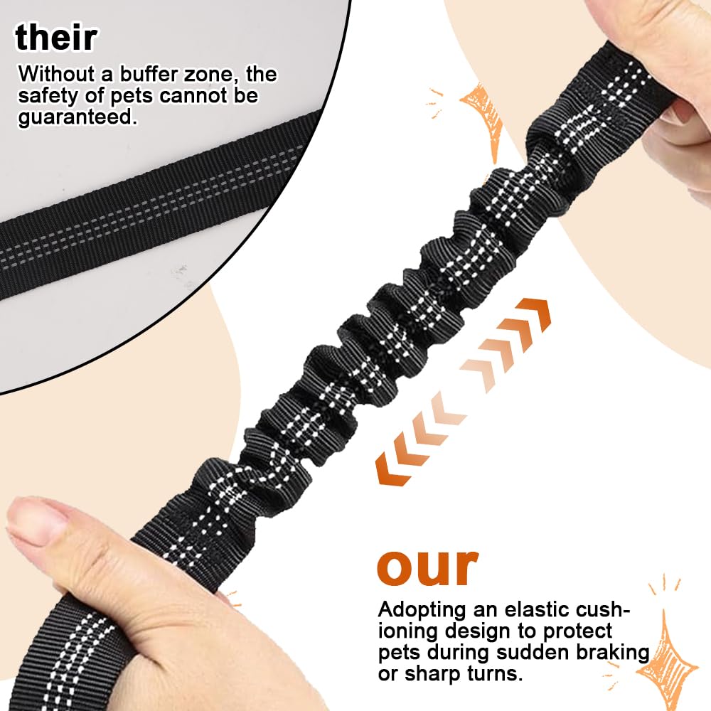 2 en 1 Ceinture Securite Chien Voiture 52-75 cm, élastique à Double Extrémité Laisse Chien Voiture, Réglable Réfléchissante la Nuit Ceinture, Boucle Universelle