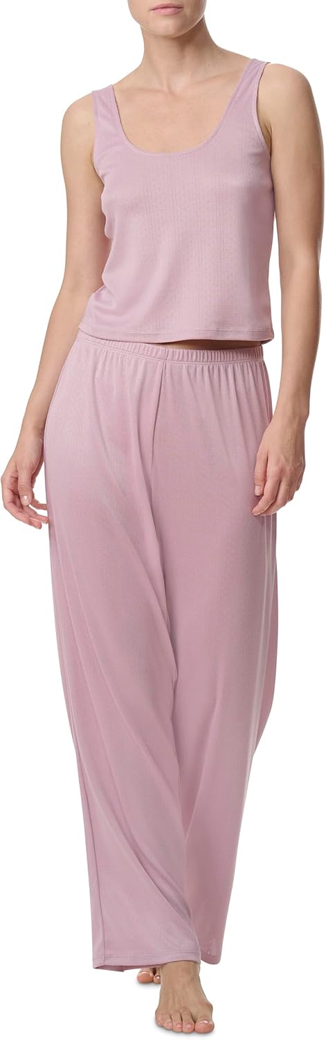 Splendid womens Long Sleeve Cardigan, Crop Tank and High Waisted 3-piece Pajama Set - Image 9