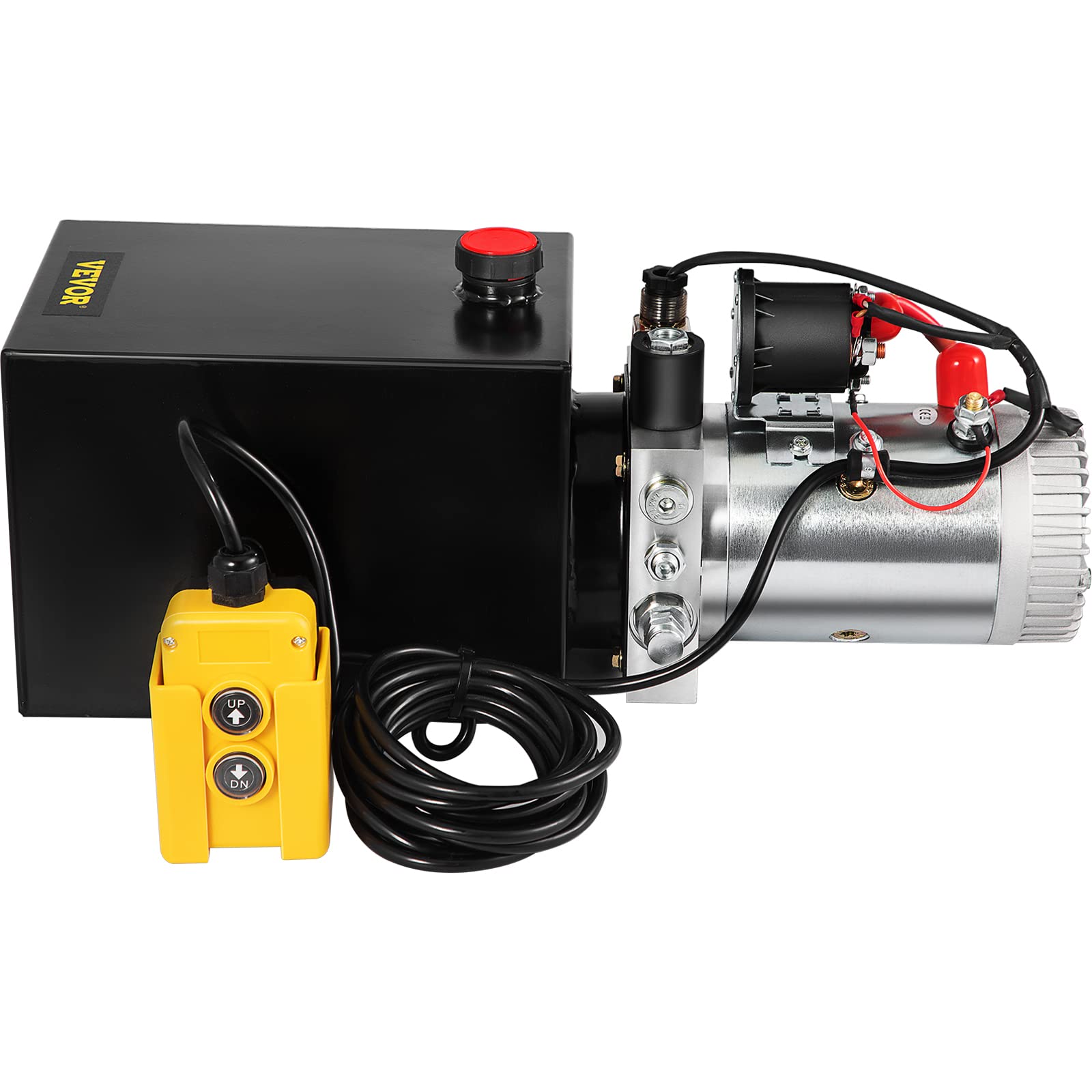VEVOR Pompa Idraulica Hydraulic Pump 12V DC Singola Agendo con Serbatoio d'Acciaio per Elevatore (6L)