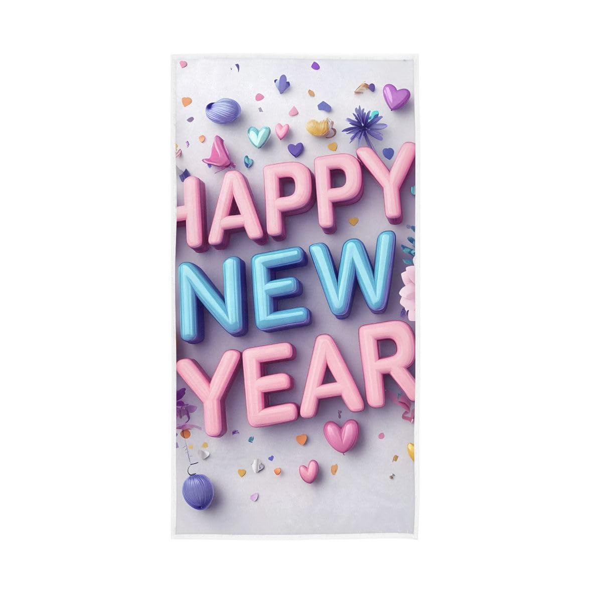 LSRCPD Happy New Year Theme Hand Towel, Spa Towels for Hand, Face, Hair, Yoga, Kitchen, Bath 15 x 30 Inches