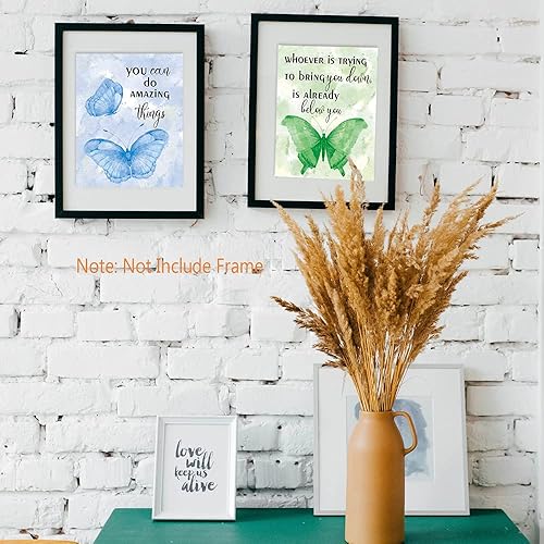 Miniatura 7 de XUOIAYNB Impresión artística con cita inspiradora de mariposas en acuarela, diseño moderno de mariposas de jardín con tipografía diciendo, lienzo