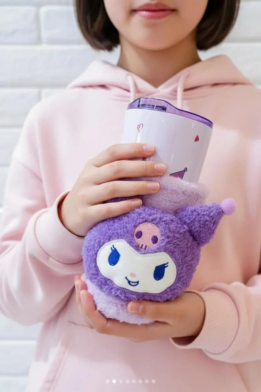 Miniso Sanrio Lisanslı Kuromi Paslanmaz Çelik Bardak Dekoratif Kılıflı 550 ml