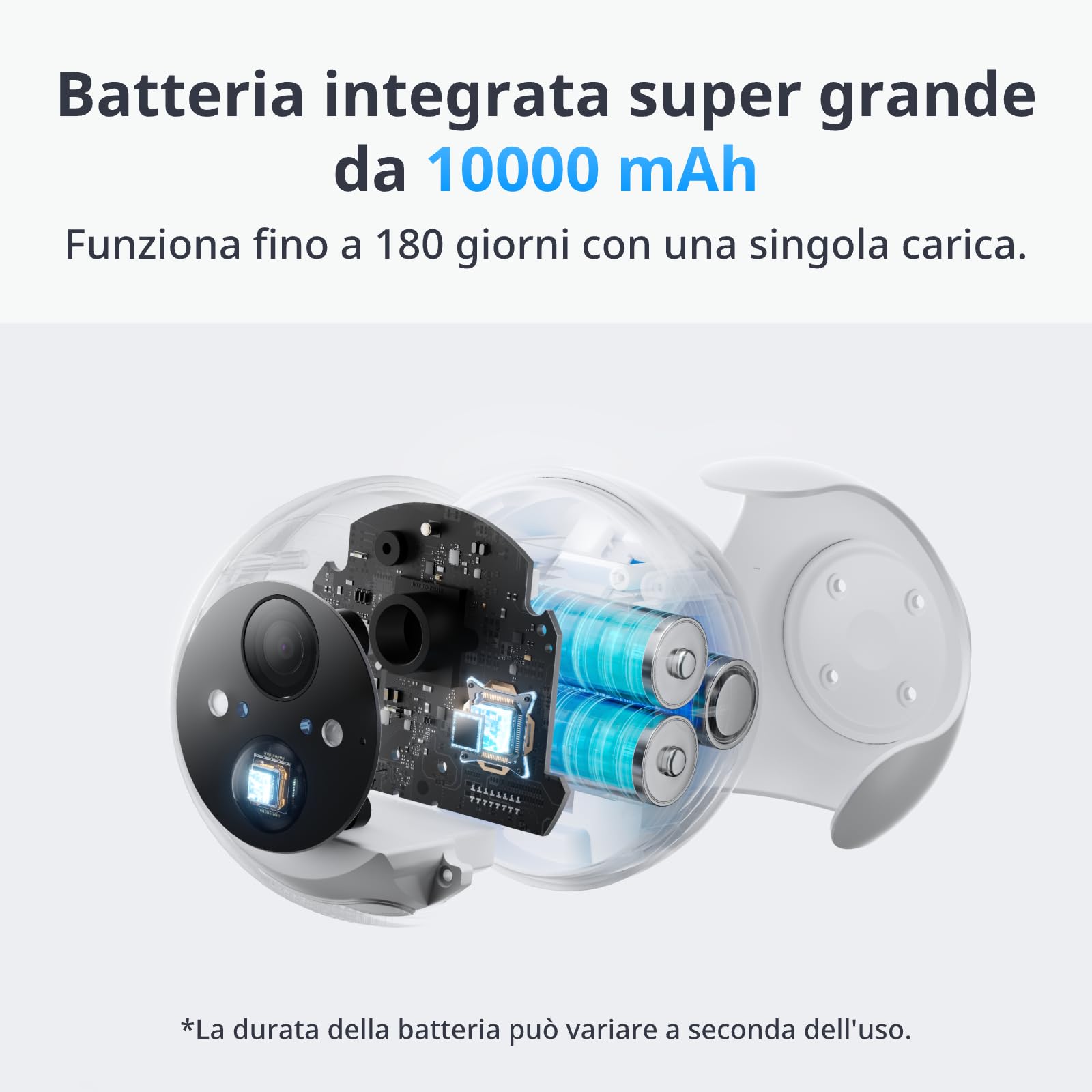 SwitchBot Telecamera di sicurezza wireless 2K, impermeabile per esterni con funzionamento a batteria da 10000 mAh, visione notturna a colori