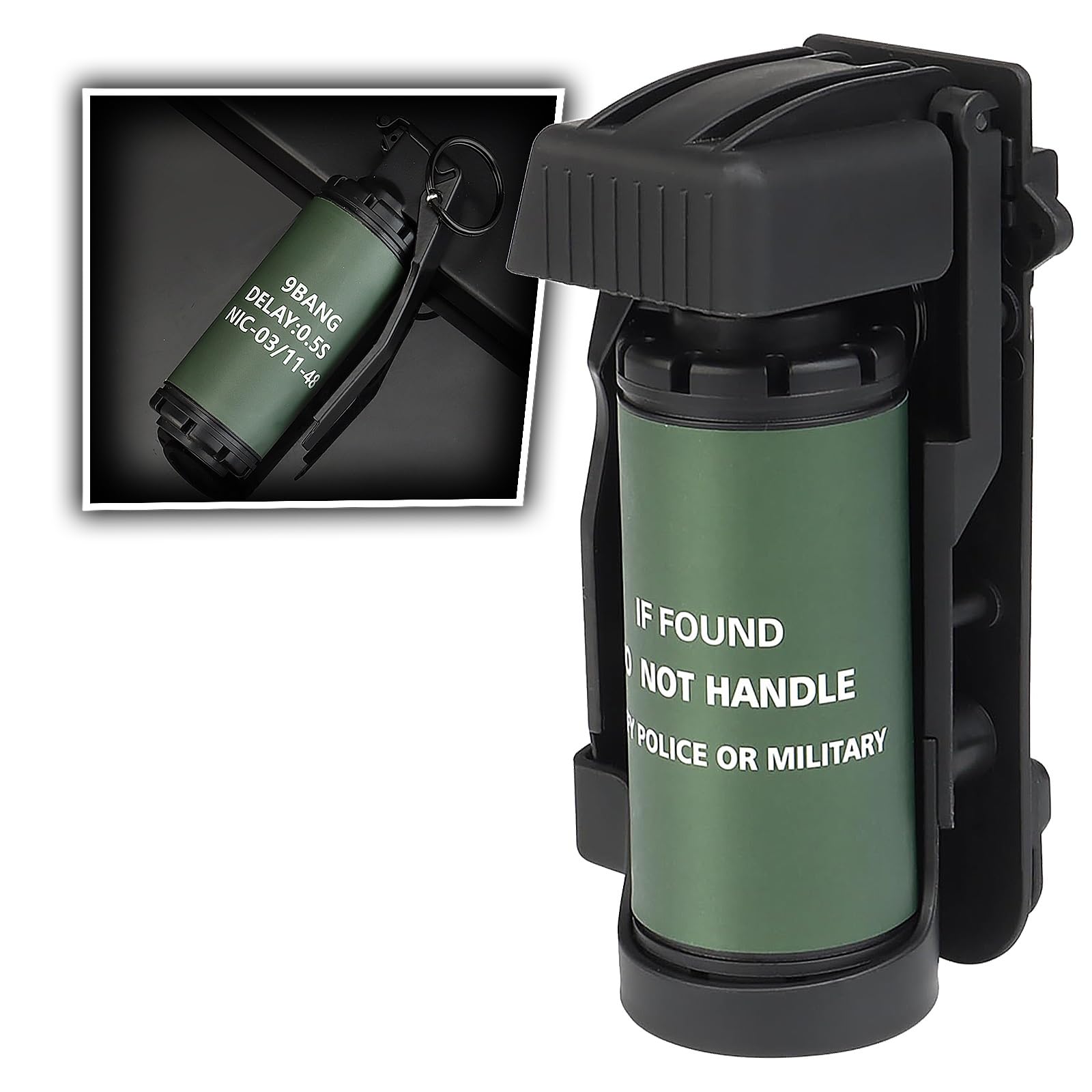 AQzxdc Tactical Dummy Grenade Toy Model Plastic Grenades CS Airsoft Tactical Gear Accessories for Army Fans Cosplay Movie Props Outdoor(9Bang BK Set)