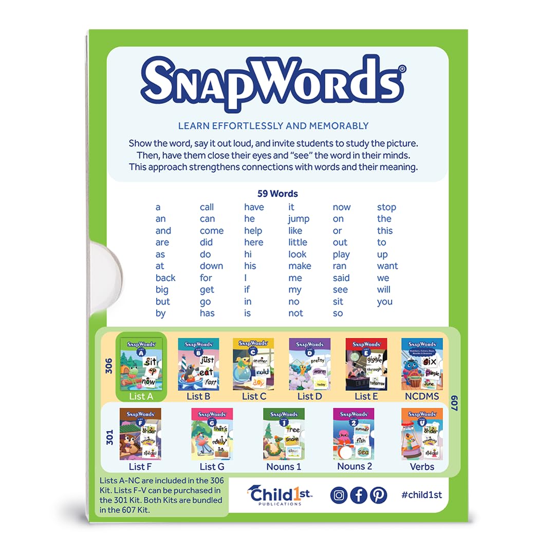 Snapwords Teaching Cards List A