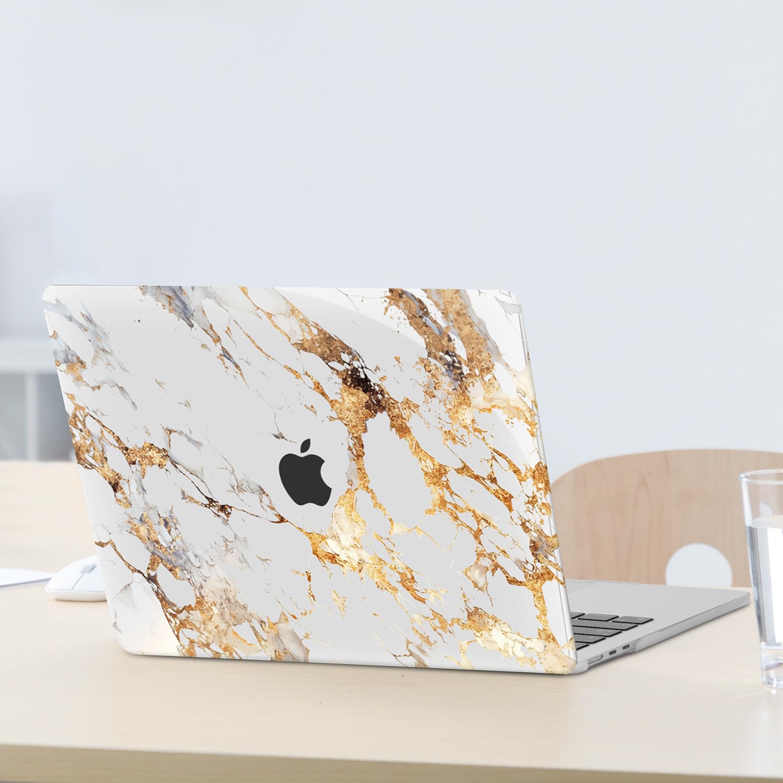MOSISO Compatible with MacBook Air 13 inch Case 2025 2024 2023 2022 M4 A3240 M3 A3113 M2 A2681, Plastic Hard Shell&Keyboard Cover&Screen Film for MacBook Air 13.6 inch Case, Artistic Gold Marble
