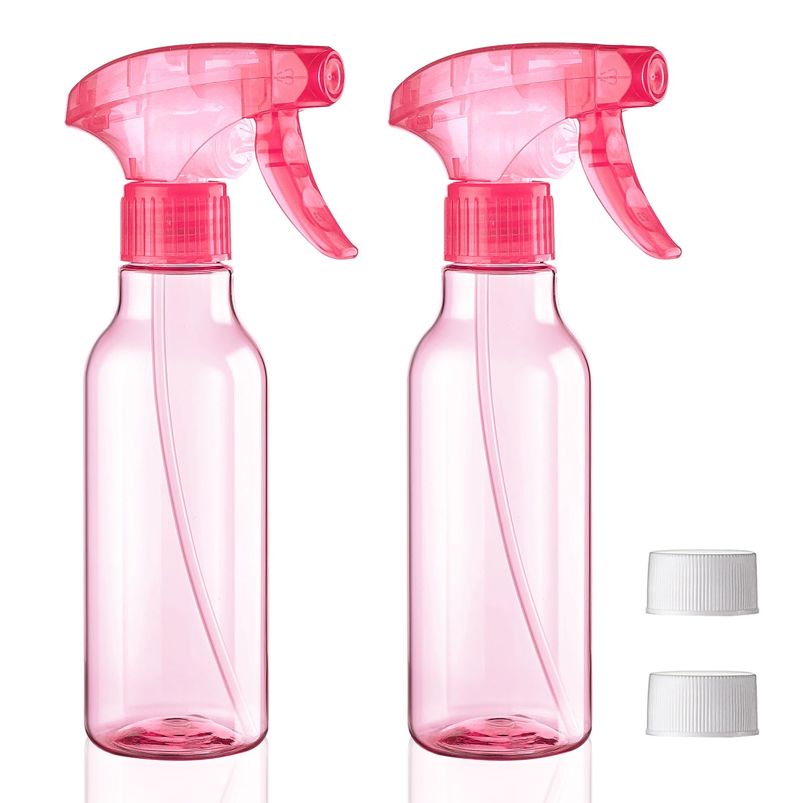 Decorniqu Plastic Spray Bottles 2 Pack 260ml Refillable Empty Water Spray Bottle Heavy Duty Mist/Stream Spraying Bottle for Hair Cleaning Solutions Cooking Plant Essential Oils(Pink)