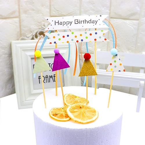 Miniatura 4 de 55 piezas de mini adornos para cupcakes de feliz cumpleaños, sombreros a rayas y lunares para primer cumpleaños y decoración de pasteles para baby