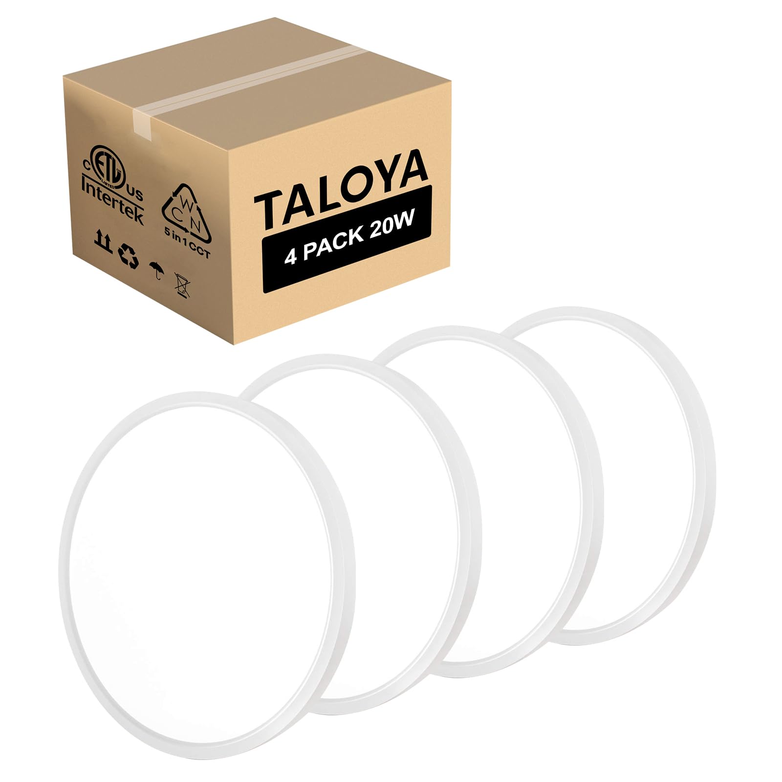 TALOYA 4 Pack of Flush Mount Ceiling Light 12 Inch (3000K/3500K/4000K/5000K/6500K), Super Slim Led Light Fixture for Closet Dining Room Garage Hallway Kitchen Laundry
