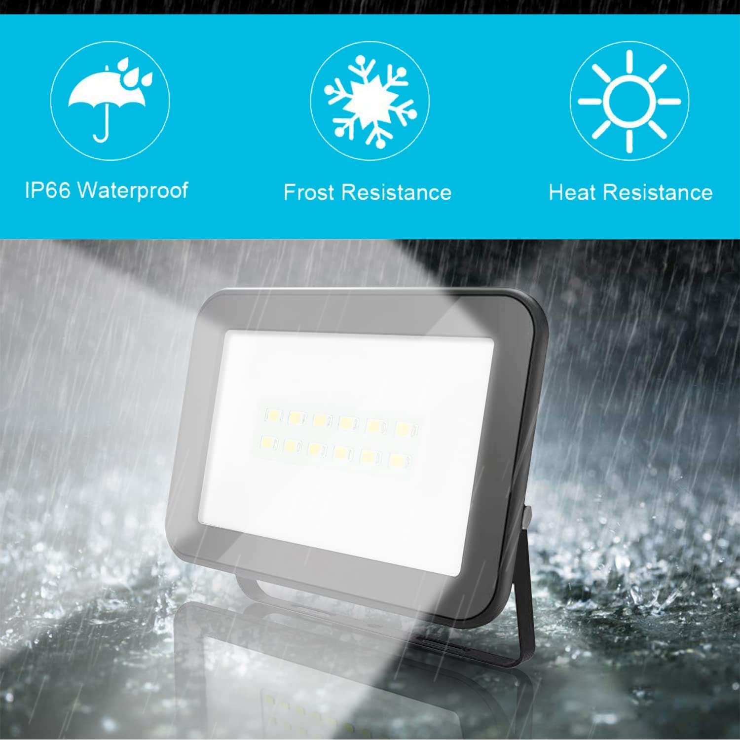 Sonnewelt 5 x 100W Luces Led Foco proyector LED Iluminación de Exterior Seguridad reflector LED Foco blanco frío 6000K IP66 impermeable 8500lm para Jardín Terraza Patio Garaje Parque