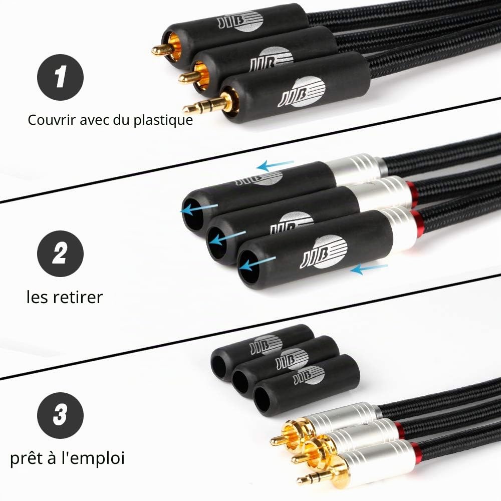 BOAACOUSTIC JIB Câble Audio mini Jack RCA Cinch Qualité Audiophile hifi adaptateur Câble 3,5 mm vers 2 RCA mâles Splitter Y, pour Smartphones Tablette Amplificateur DVD 2m