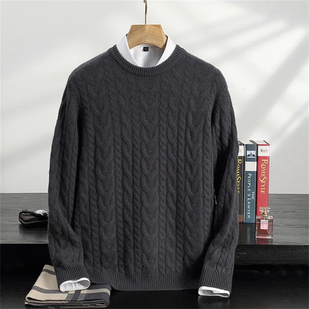 Męski sweter z kaszmiru z kozim grubym okrągłym dekoltem sweter z długim rękawem koszula w średnim wieku luźny sweter z dzianiny