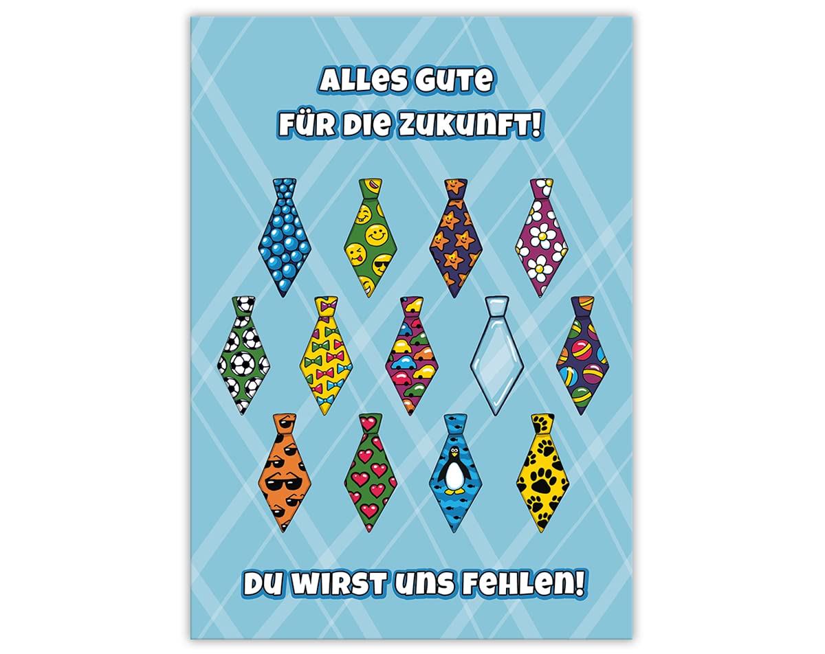 Leaving Card for Colleagues Teachers for Change of Jobs Retirements, Company Change, Folding Card with Envelope, XXL Format, A4 Ties