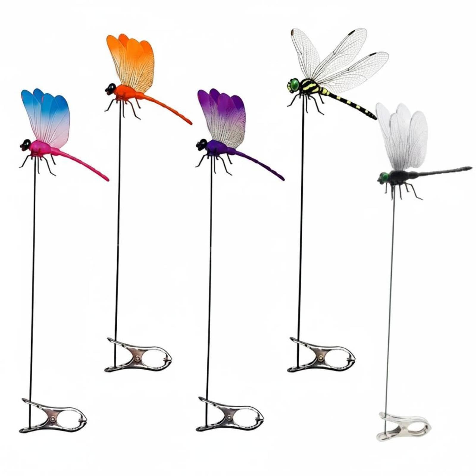 5 Pieces Dragonfly Clip Deterrent Fake Dragonfly Ornament Fly Scare Device Outdoor Decor for Patio Multicolor | Statues & Lawn Ornaments | Garden Dacor | Yard Garden & Outdoor Living-image-21