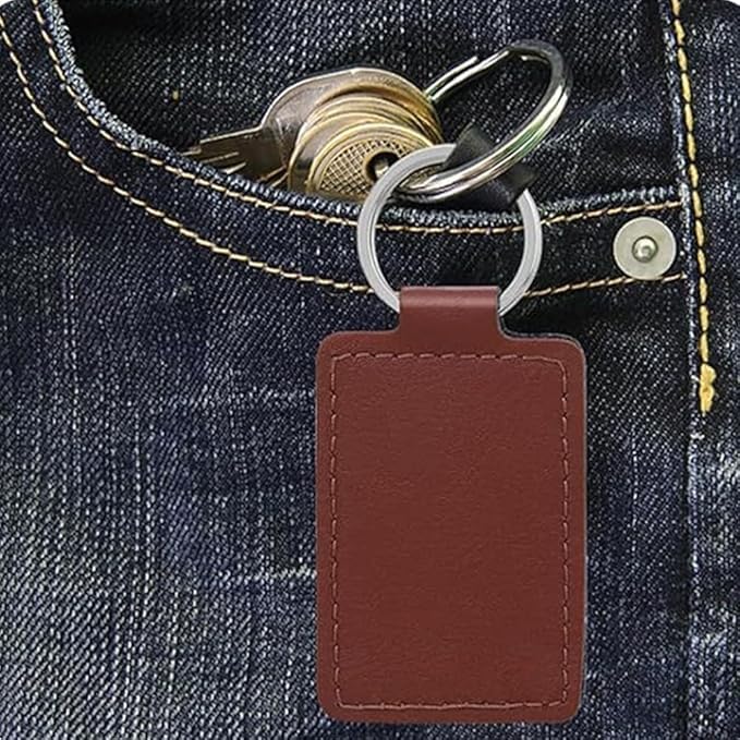 12Pcs Rectangular Leather Key Fob Kit, PU Leather Blanks Keychain Kit with Key Rings