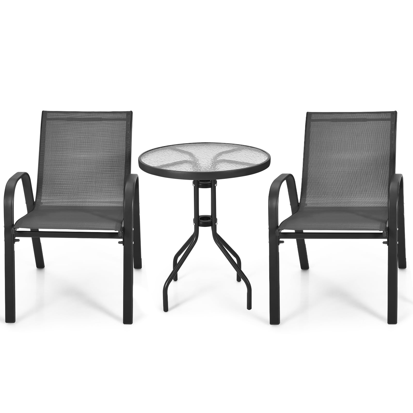 Set Bistrò Giardino 3 Pezzi - Tavolo E 2 Sedie In Textilene, Struttura Metallo, Per Esterno - Foto 4