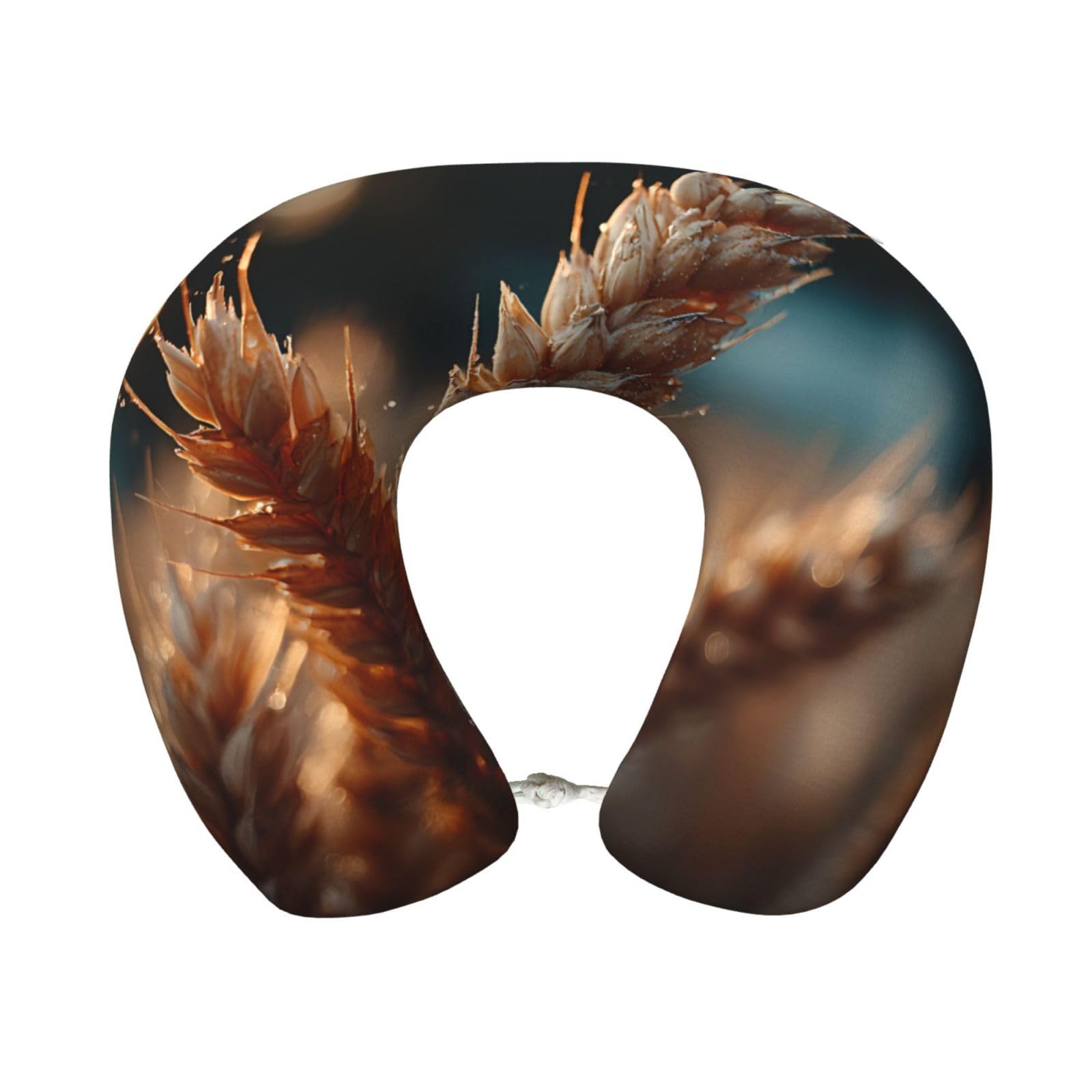BOAIHH Morning Wheat Field Memory Foam Travel Pillow for Soft Comfort Fits Snugly for Naps Office, and Airplane Use