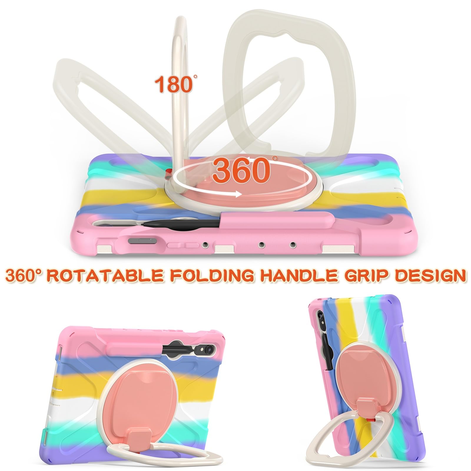Etui na tablet Samsung Galaxy Tab S10 Lite 10,9 cala SM-X400/X406B (2025), wytrzymała obudowa, odporna wstrząsy, z obrotową podstawką 360°, paskiem rękę/ramię(Pink 2)