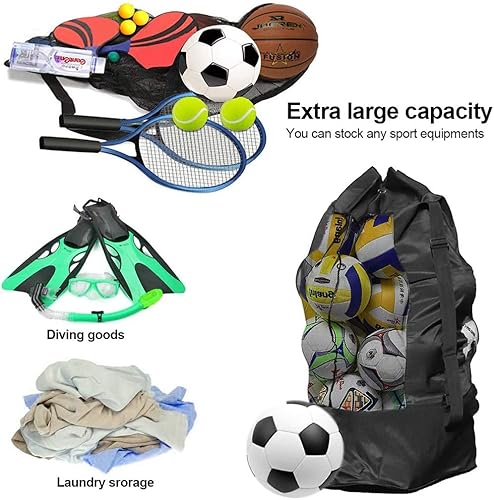 Miniatura 3 de Bolsa de malla extra grande con cordón ajustable para fútbol, bolsa impermeable para baloncesto, voleibol, fútbol, bolsa de almacenamiento para