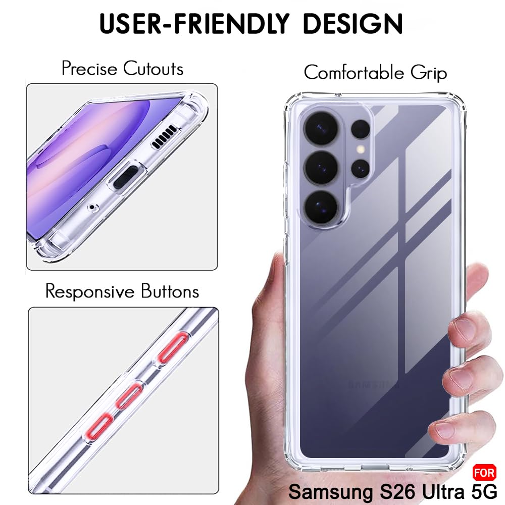 TheGiftKart for Samsung S26 Ultra Case, Clear Hard Back Cover, Hybrid Shockproof Galaxy S26 Ultra Back Cover (PC & TPU, Transparent) — Amazon image 5