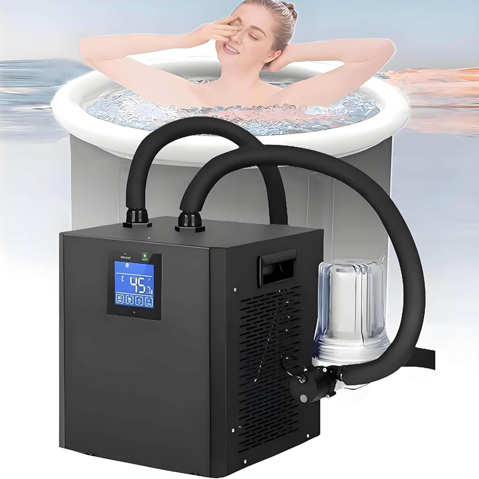 Refrigeratore D'Acqua Domestico Per Vasche Da Bagno Fredde, Refrigeratore Per Bagni Di Ghiaccio Con Filtro, Pompa Sommergibile E Telecomando Per Recupero Con Ghiaccio In Palestra E Terapia All'Aperto