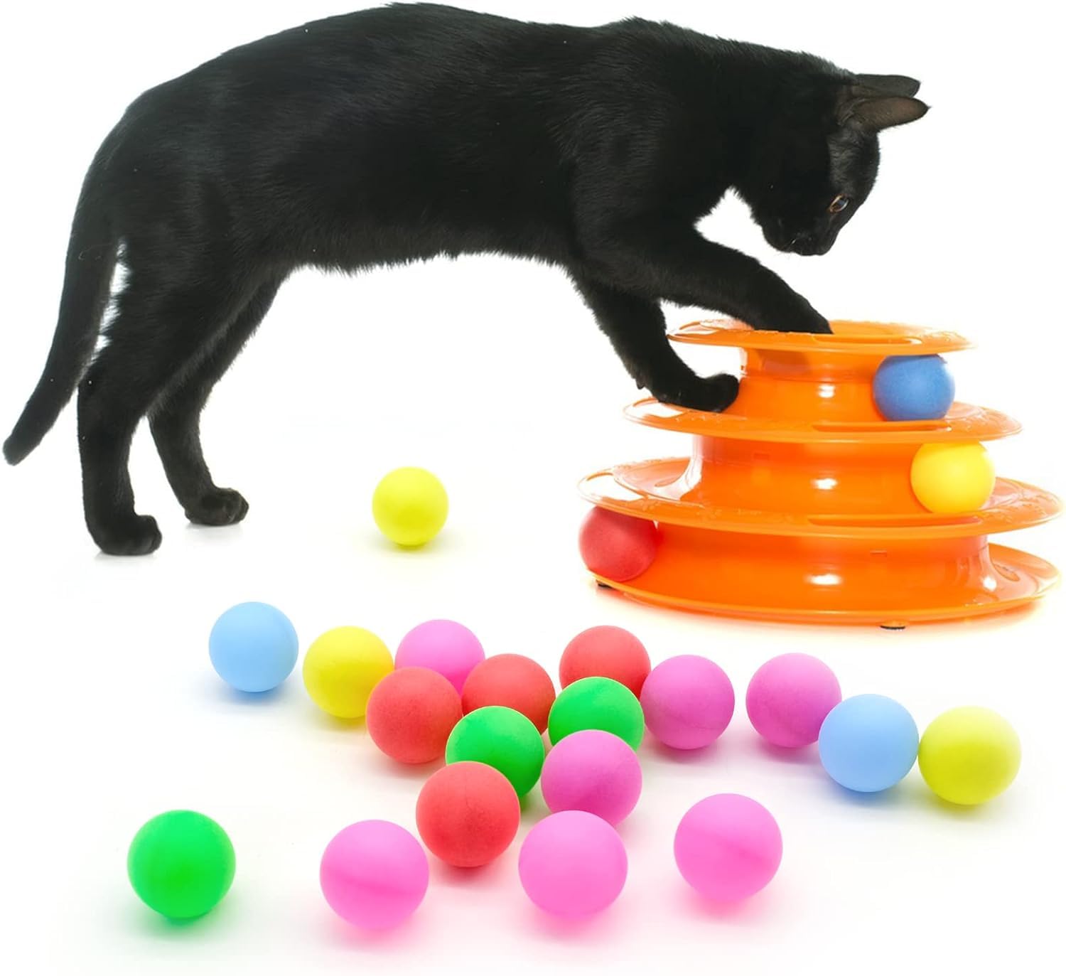 JJQHYC 30 Pièces Balles de Ping Pong Colorées 4 cm Balles de Tennis de Table, Balle pour Chat, Décoration et Jeux de Fête - 3
