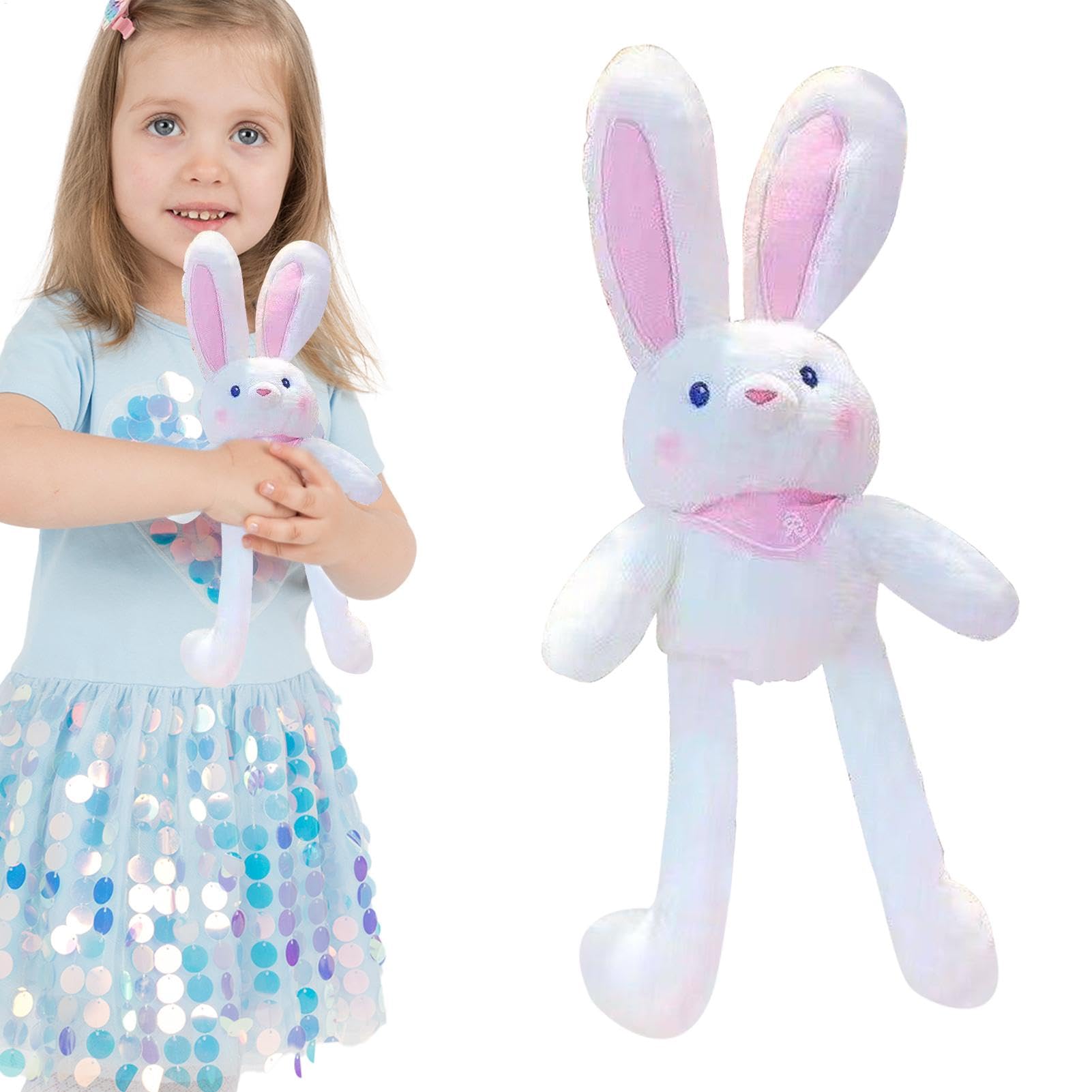Pull Up Rabbit Plush Keychain, Rabbit Ear-Puller - 11 Inch Easter Bunny Pull Toys, Interactive Stretchy Design, Switchable Ears and Legs, Ultra-Soft Easter