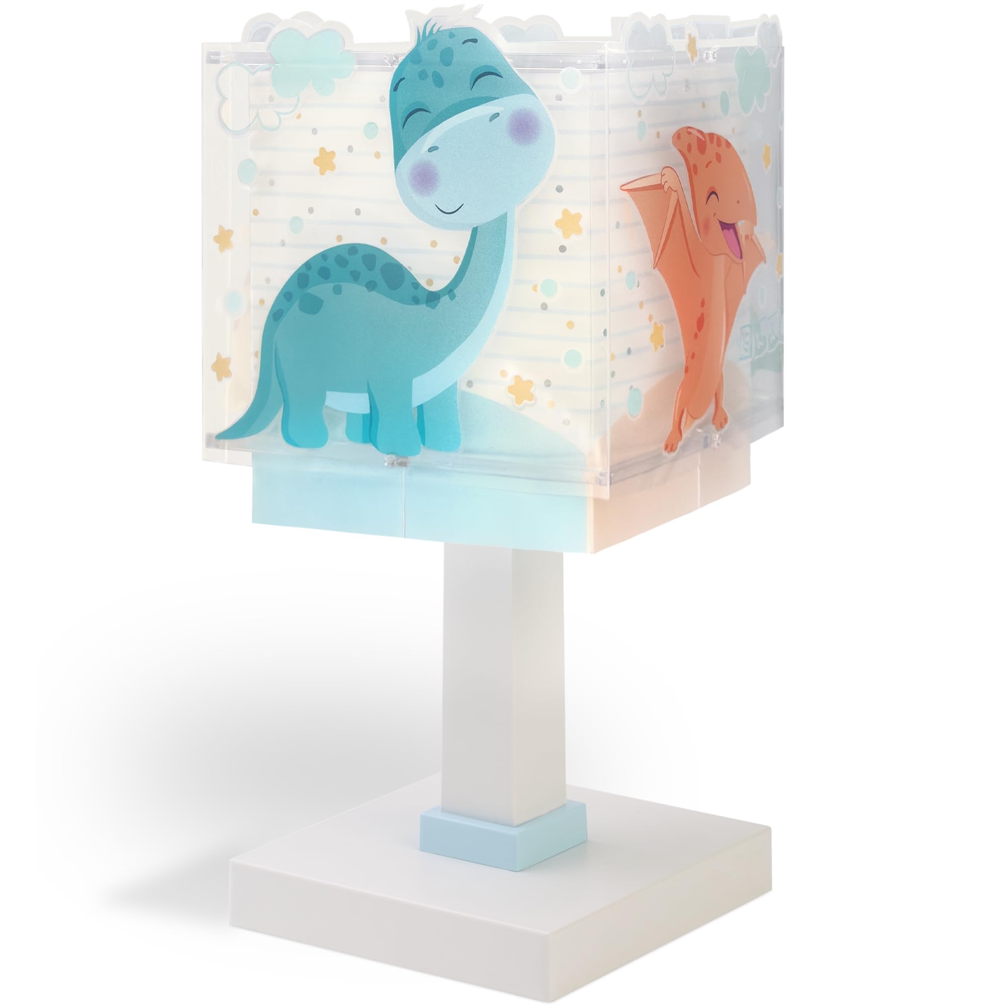 Dalber Lámpara Infantil de Mesilla Baby Dinos Dinosaurios 63451 G4 | Lámpara infantil de mesa o mesita; G4 4W LED - Bombilla incluida; Luz Quitamiedos