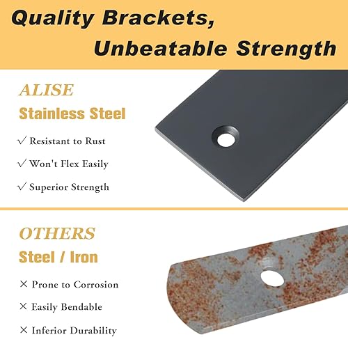 Miniatura 5 de Alise Soportes flotantes para estantes resistentes en forma de L, soportes de esquina de ángulo negro para estantes, soporte de estante reforzado de