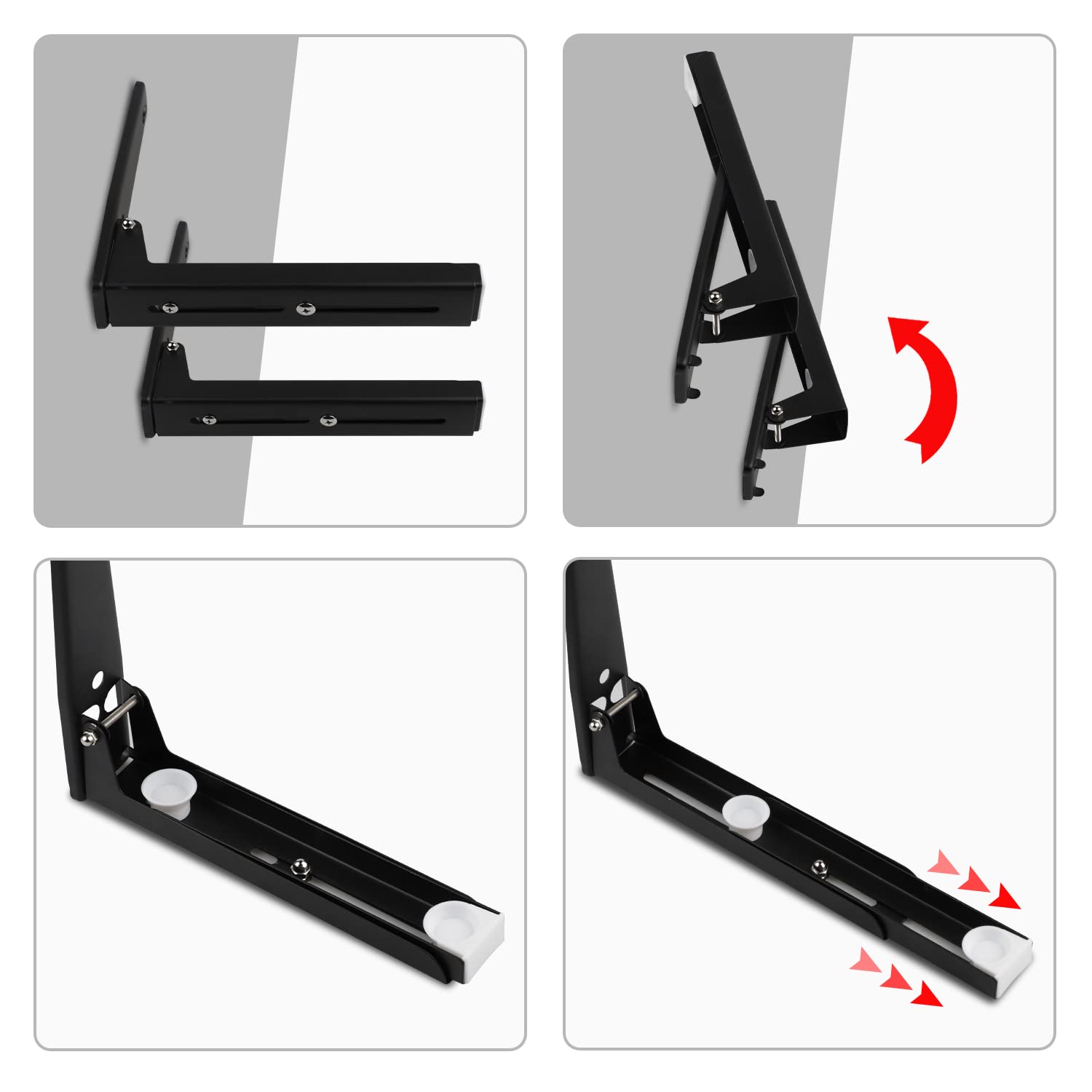 Supporto Pieghevole Da Parete Per Microonde - Regolabile 22-44cm, Acciaio Inox, Portata 30kg