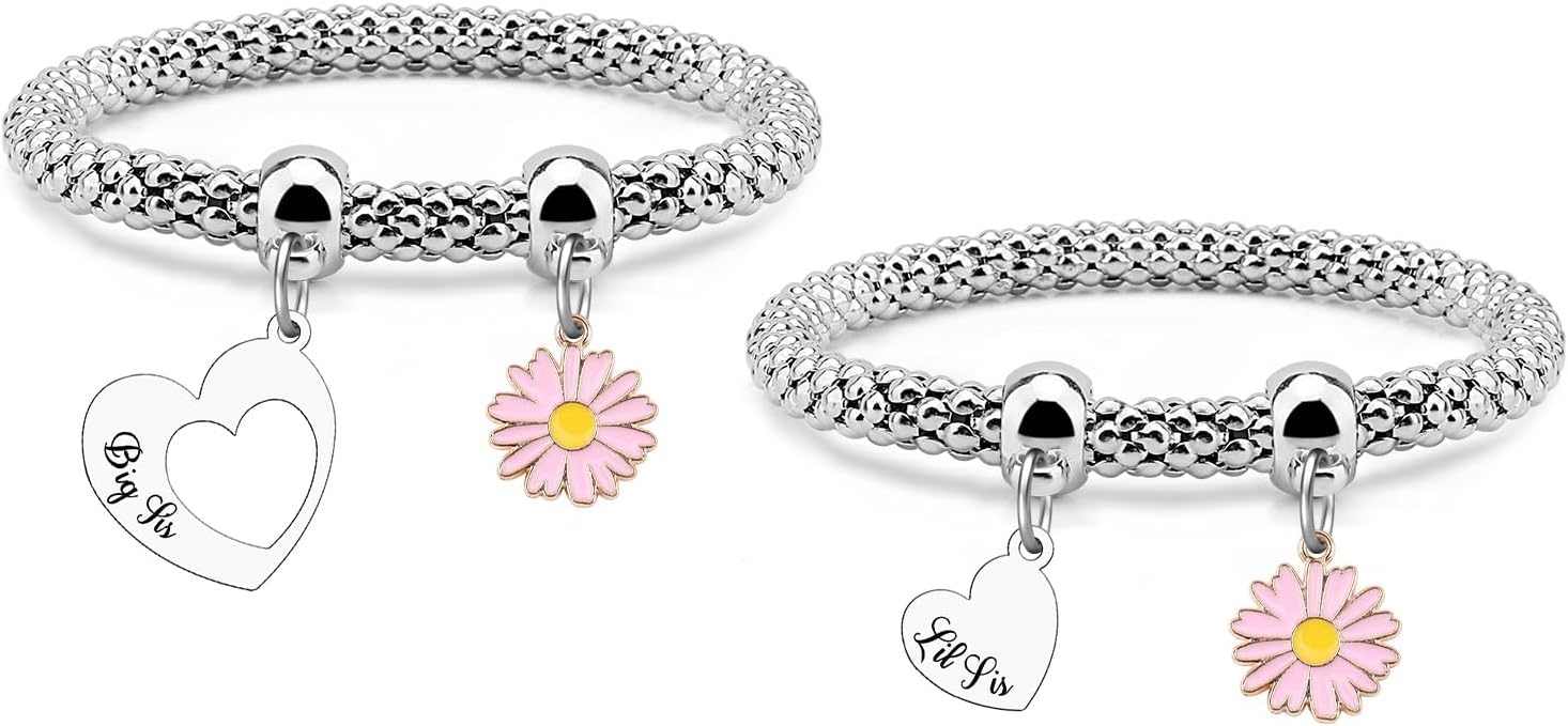 Sister Bracelets for Women 2 Piece Bracelet Set Friendship Gifts for Women Friends Bff Bestie Sister Friendship Gifts 2PCS Big Sis Lil Sis Stretch Jewelry Graduation Christmas Birthday Presents