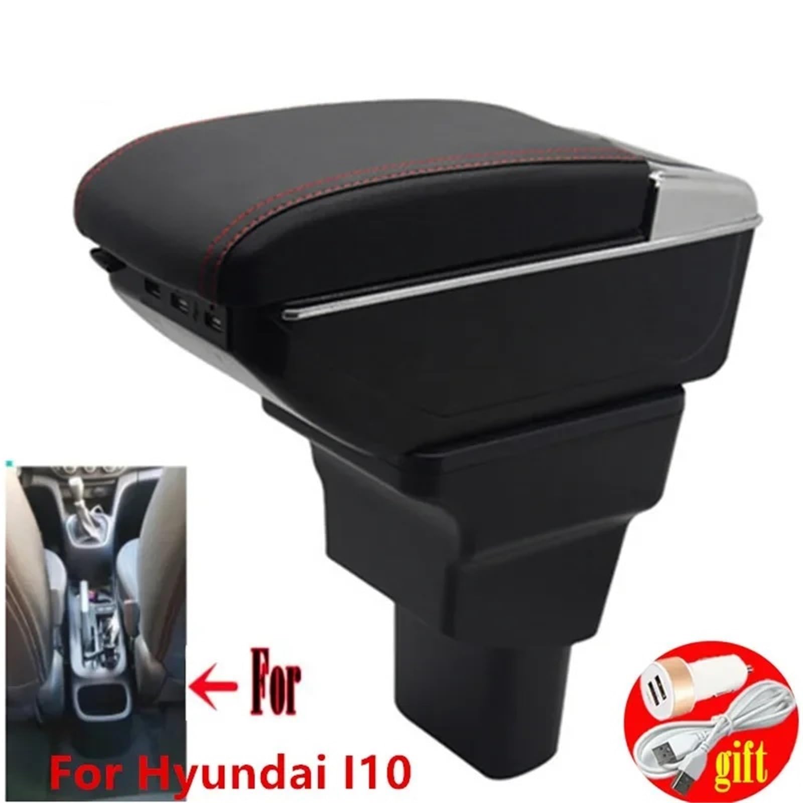 Ochrona Podłokietnika Pokrowiec Pasuje do podłokietnika Grand I10, pasuje do modyfikacji konsoli środkowej podłokietnika samochodowego Hyundai HB20 z USB