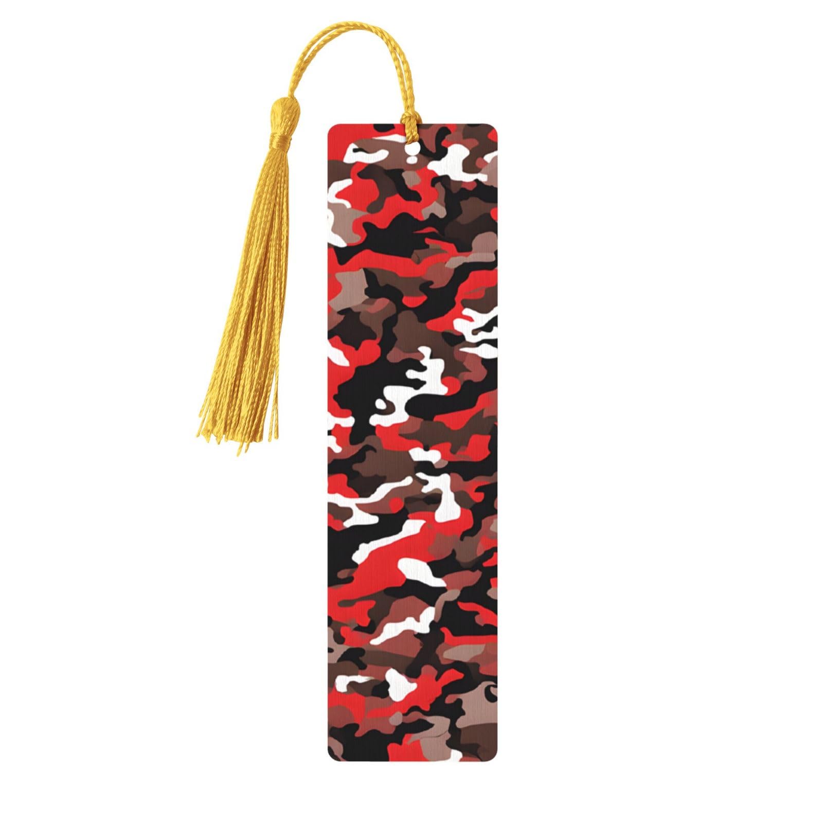 1camo Print Metal Bookmark, Engraved Bookmark, Teacher Gift, Book Club Gift for Women Men Book Lover Friends Librarian,Bookmarks with Tassels