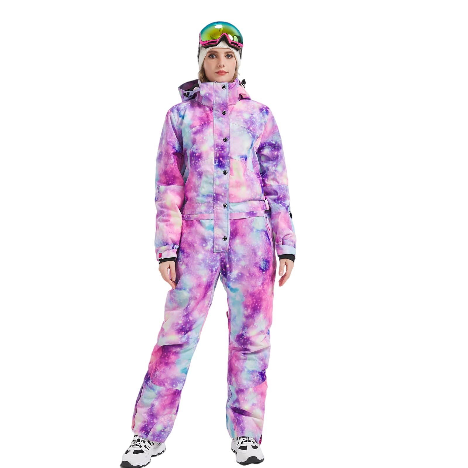 Womens One Piece Ski Suit Colorful Jumpsuits Snowboard Snowsuits Winter Outdoor Waterproof for Snow Sports